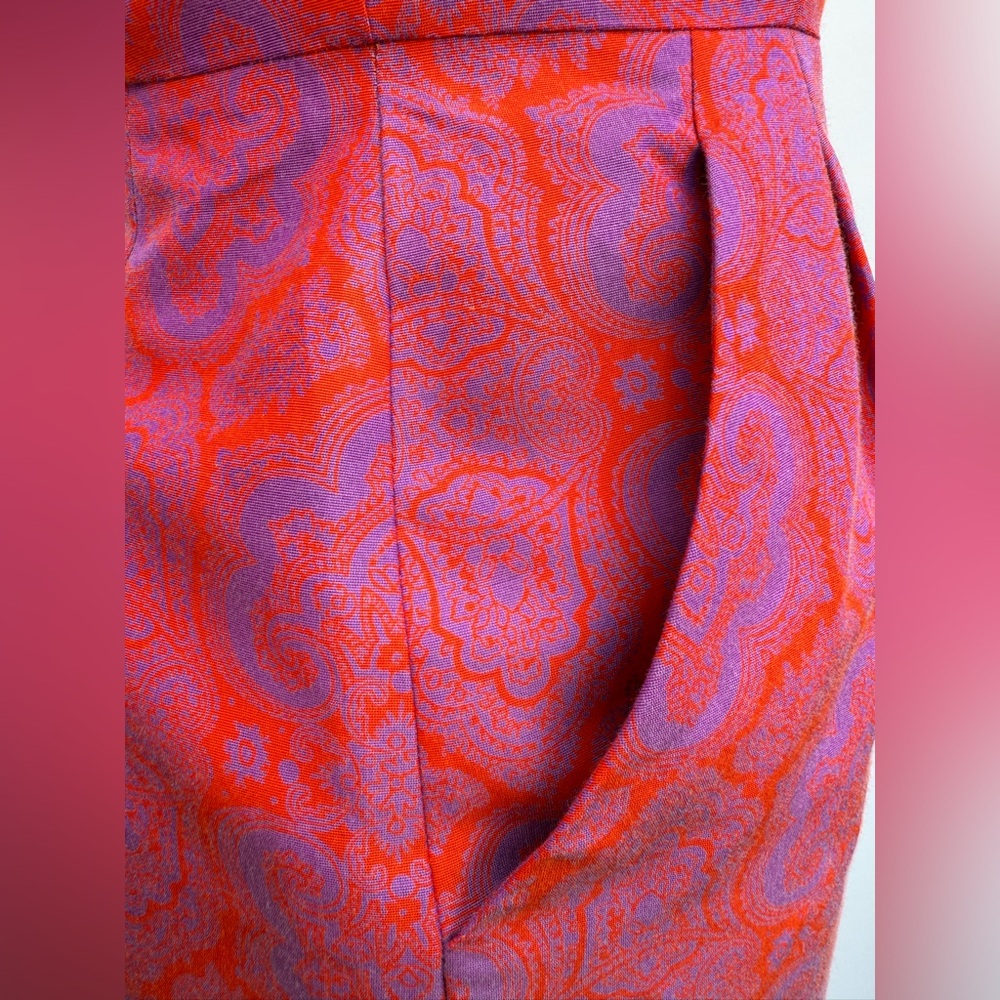 J.Crew Ella Dress In Medallion Paisley Size 00 Purple Orange Strapless Dress - Picture 11 of 16